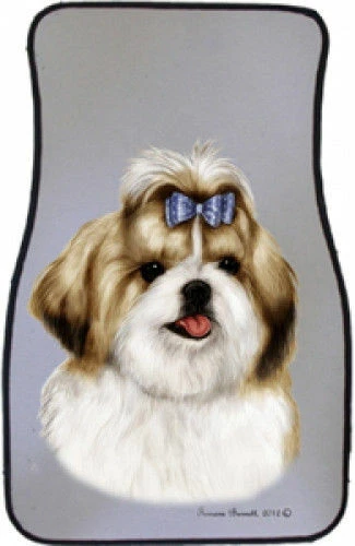 Gold and White Shih Tzu Car Floor Mats Pair (TB) 36229