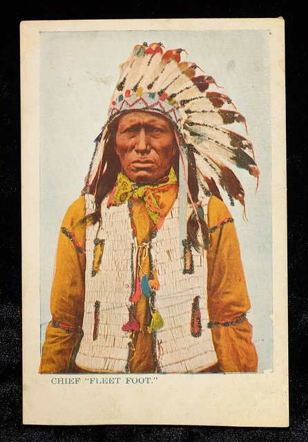 1905 Chief Fleet Foot Native American Indian Antique Post Card - Sioux Tribe?