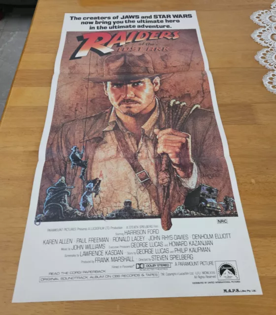 Indiana Jones Raiders of the Lost Ark Australian original movie poster