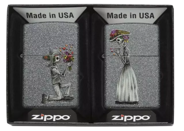 Zippo Lighter Set of 2 Day of the Dead Skulls New