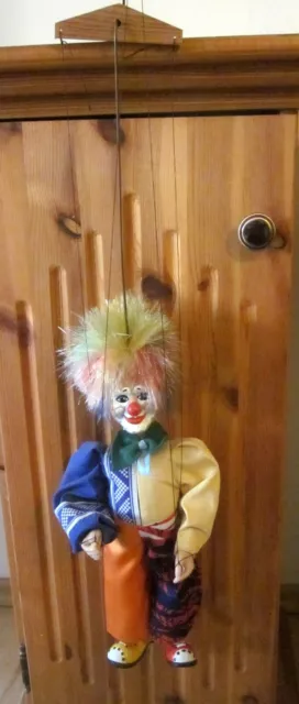 Marionette Handpuppe Spielpuppe Hängepuppe Clown Gestänge Prag neuwertig