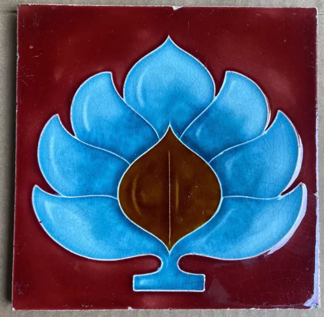 England - Antique Art Nouveau Majolica Tile C1900