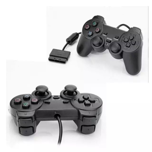 2x Dual Shock Gamepad Joystick Wired Game for Playstation -2 PS2 Controller