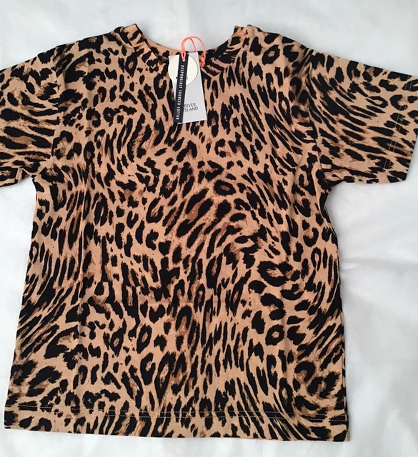 Set pantaloncini da ciclismo mini ragazze età 4-5 anni stampa leopardata River Island nuovi con etichette 3