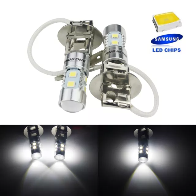 2x H3 LED 10W Ampoules Feux de Jour Anti Brouillard DRL Blanc Xenon Voiture 12V