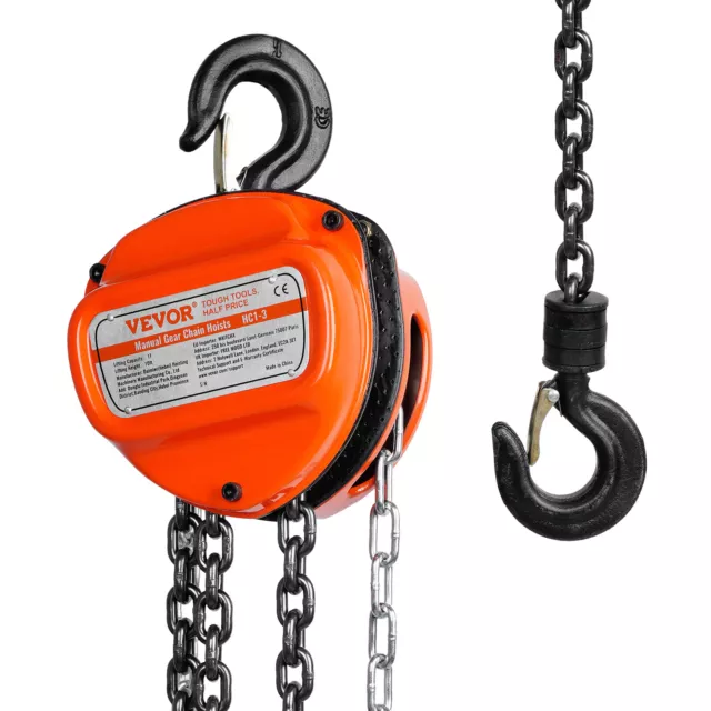 VEVOR Chain Hoist G80 Block Hoist Ratchet Type 2200lb Capacity 10ft Lifter