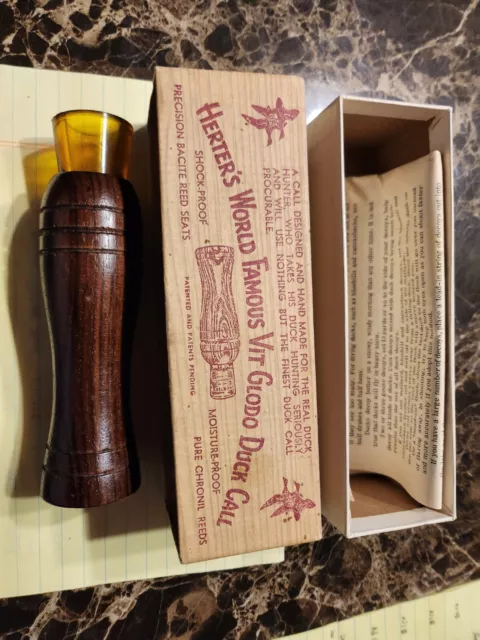 Vintage Herters World Famous Vit Glodo Duck Call 210076 with Box and Manual