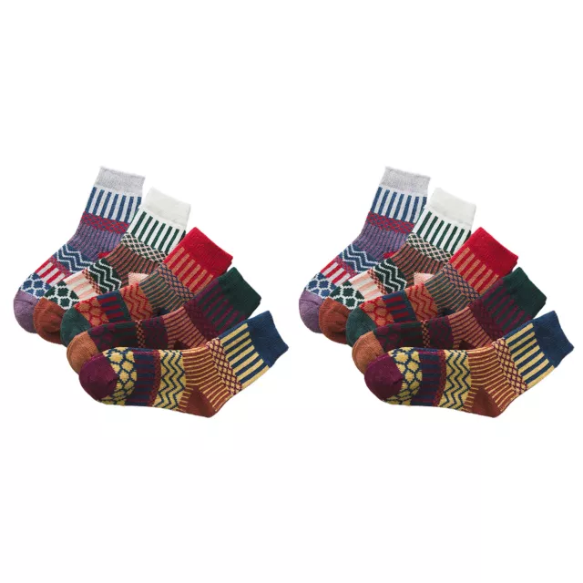 5 Pairs Women Socks Stylish Texture Stretchy Knitted Retro Print Girls Socks