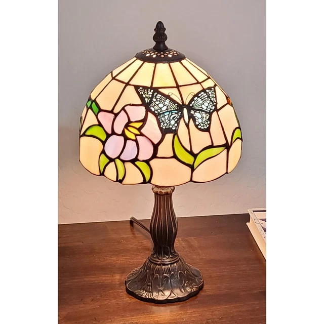Tiffany Style Floral Lamp Office Bed Table Victorian Reading Stained Glass Theme