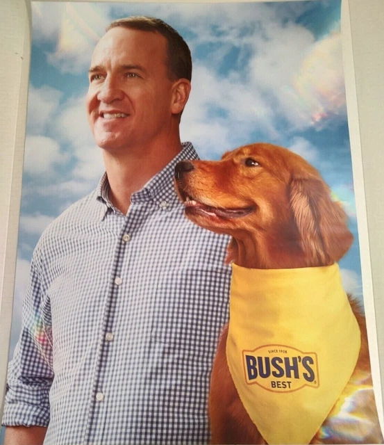 Bush’s Duke and Peyton Manning Limited Edition Poster Baked Chili Beans NEW Tube