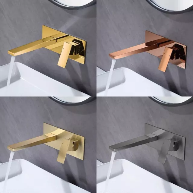 Brass Wall Sink Basin Mixer Tap Bathroom Spout Faucet With Single Lever Handle