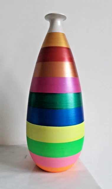 34,5 cm ITALY BITOSSI EXTRAORDINAIRE ET RARE VASE A RAYURES SIGNE TRES BON ETAT