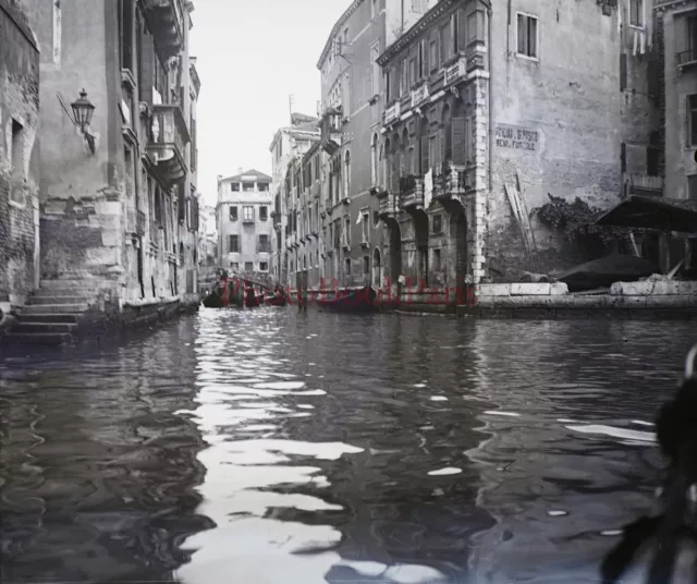 ITALIE Venise c1900 Photo NEGATIVE Stereo Plaque de verre PL28N1n3 Vintage