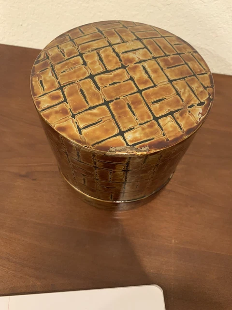 Antique BURMESE Lacquer Round Wood Betel Nut Box Container With Four Compartment 8
