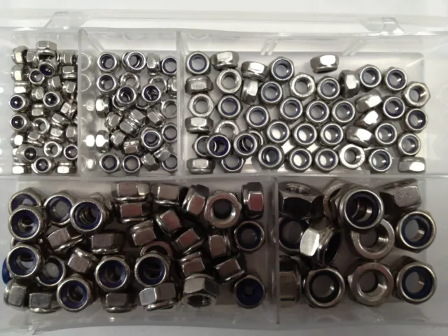 Assorted Unf Stainless Steel Nyloc Nuts Qty 120