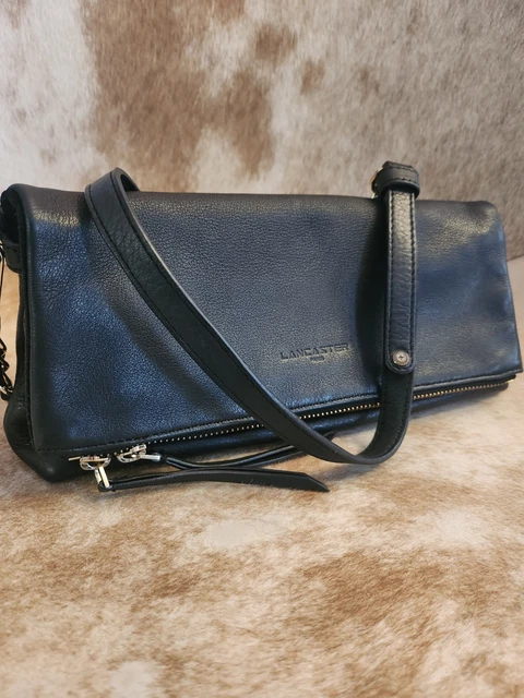 Sac / Pochette En Cuir Noir Xavier Danaud - Bandoulière Fine - Doublure Cuir - Vintage TB