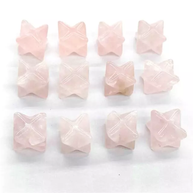 20PC Natural Rose Quartz Stone Merkaba Star Crystal Skull Reiki Healing Gemstone