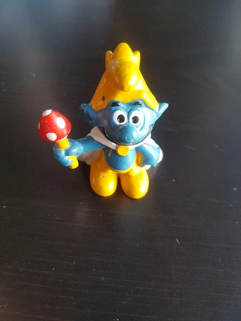 Figurine Schtroumpf Diable Démon Vintage Schleich 1980 - Socle Bleu Made In Germany