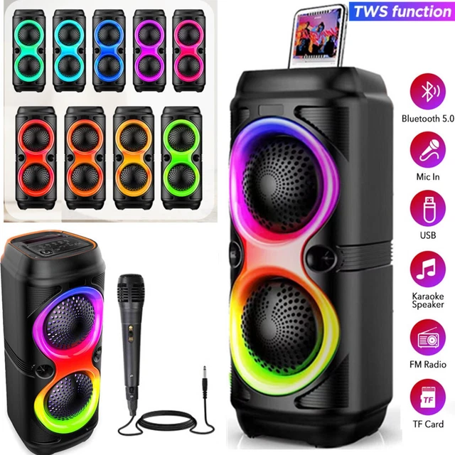PORTABLE BLUETOOTH PARTY Speaker Wireless Subwoofer Loudspeaker Karaoke ...