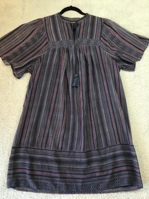 Lucky Brand Short Sleeve Tunic Shirt Dress Short Boho Bohemian Women's Large