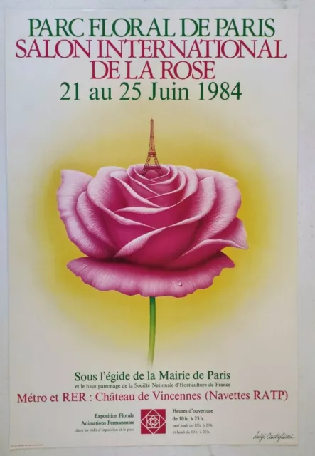 Affiche Originale - Salon International de la Rose - 1984 - Parc Floral Paris