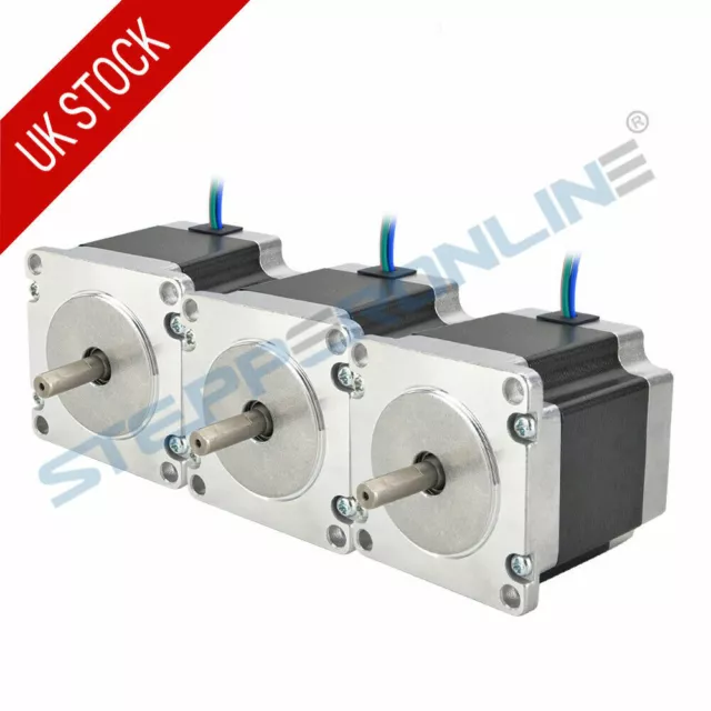 STEPPERONLINE 3PCS Nema23 Stepper Motor 1.26Nm 57x56mm 2.8A 6.35mm Shaft D-cut