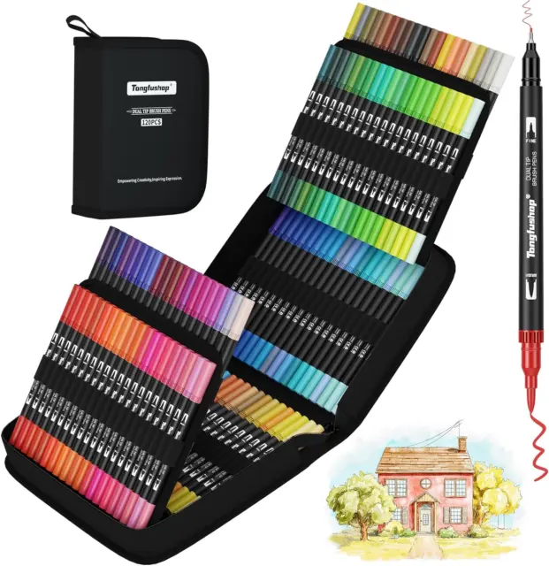 120 Couleurs Feutres Coloriage Enfants Adulte, Sûr Et Durable Stylo Aquarelle, D 2