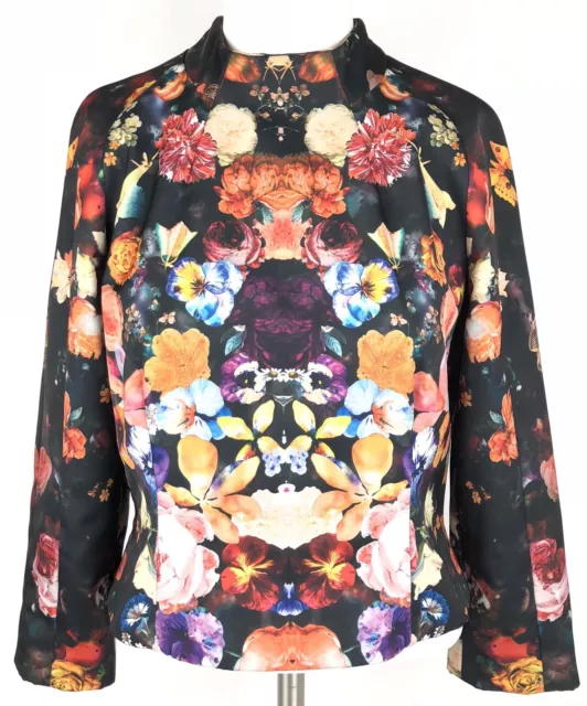 H&M Conscious Collection Womens Jacket ZipUp Back Sz 8 Recycled Polyester Floral