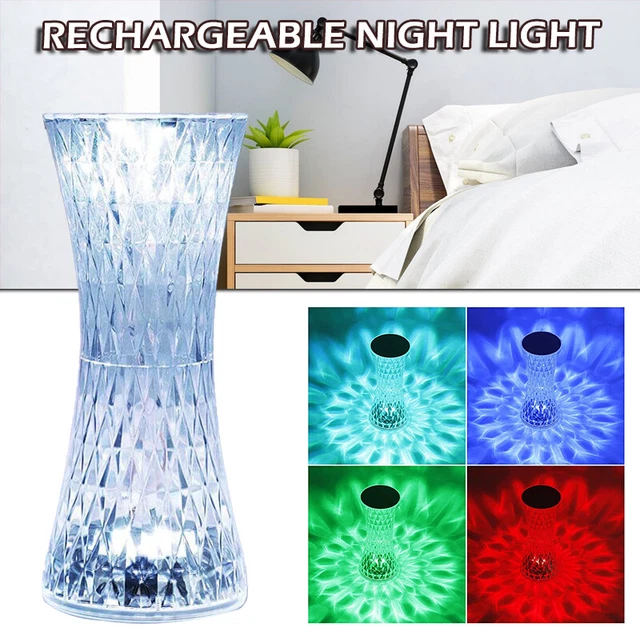 LED Crystal Table Lamp Diamond Night Light Touch Atmosphere Bedside Bar *u