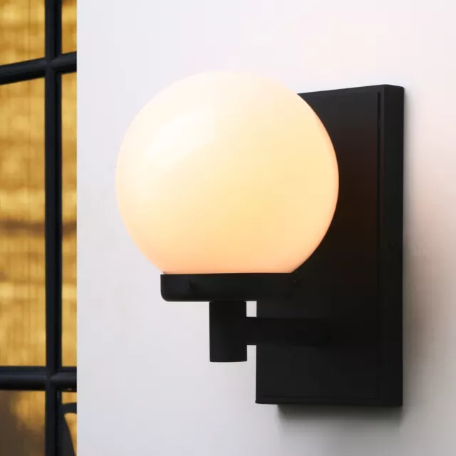 Pathson Retro Industrial Wall Lamp Sconce Globe Milk White Glass Loft Wall Light