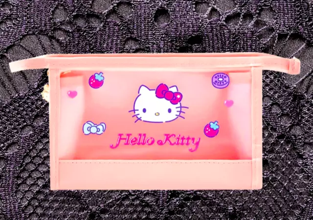 Sanrio JAPAN Hello Kitty Pink Strawberry Cosmetic Pouch Travel Bag AUTHENTIC