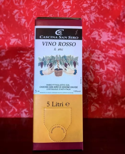 BAG IN BOX Barbera 5lt  "vino rosso Il bric"- Cascina San Siro