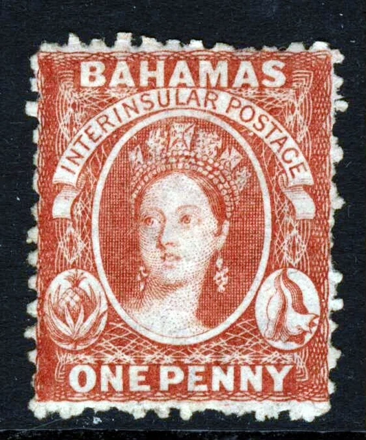 BAHAMAS QV 1863 1d. Rose-Red Perf.12½ Wmk CROWN CC REVERSED SG 23x MINT
