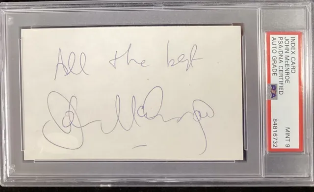 John McEnroe Signed Index Card Tennis HOF Autograph Grand Slam PSA/DNA Mint 9