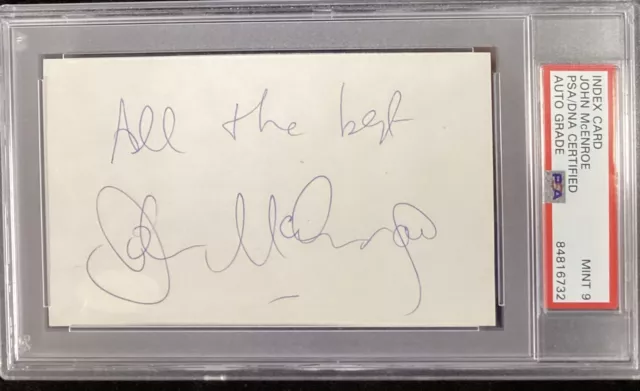 John McEnroe Signed Index Card Tennis HOF Autograph Grand Slam PSA/DNA Mint 9