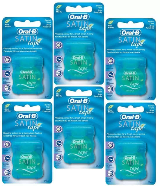 ORAL B SATIN TAPE MINT 25M - Pack of 6