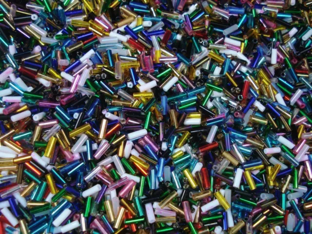 Bugle Beads 6mm Multi Mix 100g Glass Jewellery DIY Jewelry FREE POSTAGE