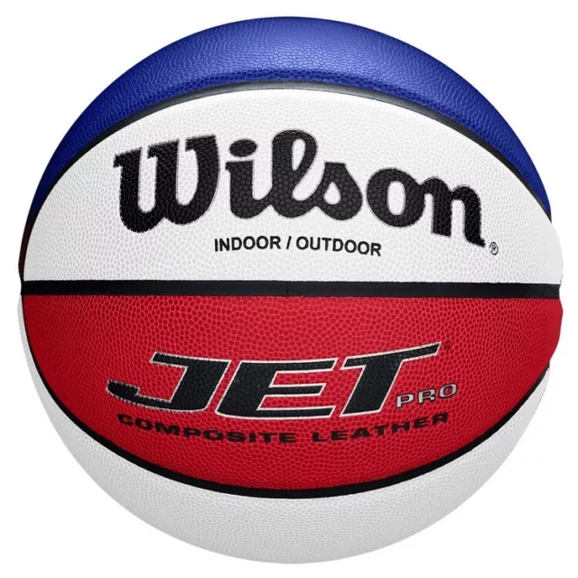 Wilson Jet Pro Composite Leather Size 6 Basketball Red-White-Blue COMES INFLATED