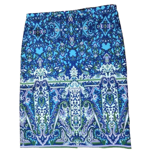 Talbots Womens Size 8 Straight Paisley Pencil Skirt Blue Multicolor Knee Length