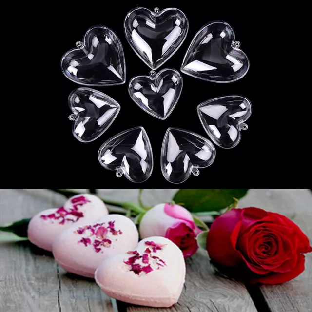 1set/2pcs 65/80mm DIY clear plastic bath bomb mould acrylic mold heart sha SN