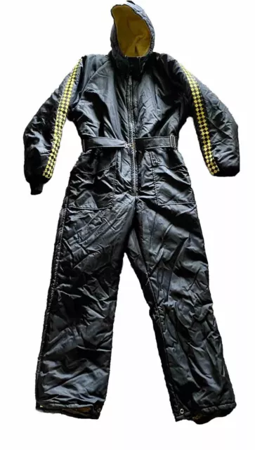 Vintage John Deere 1970s Snowmobile Snow Suit Mens Size L Black Zippered