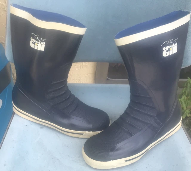 Dauglas Gill Navy Blue Rubber Waterproof Sailing Boating Non Slip Boots Size 7.5