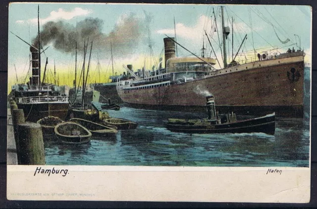 Herrlich Painted Ship Postcard Hamburg Unused