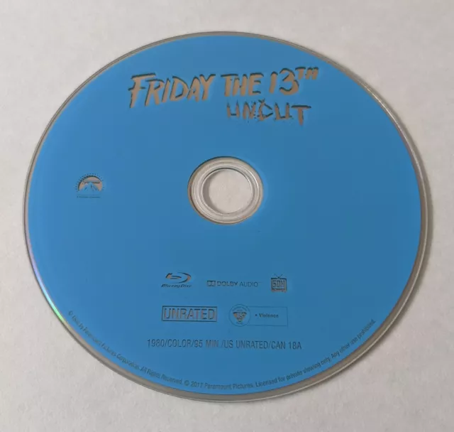 Friday the 13th - Uncut (Blu-ray, 2018, Canadian) Region A *Replacement Disc