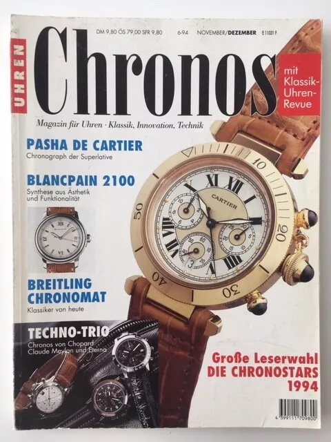 German watch magazin / Magazine allemand montres CHRONOS #6/1994 CARTIER PASHA