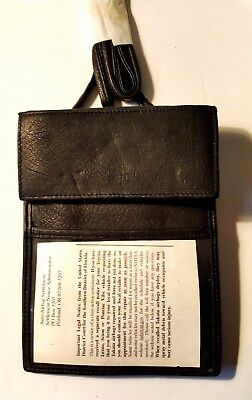 Genuine Leather and Fibe Passport& ID Holder with Adjustable Leather Neck Strap