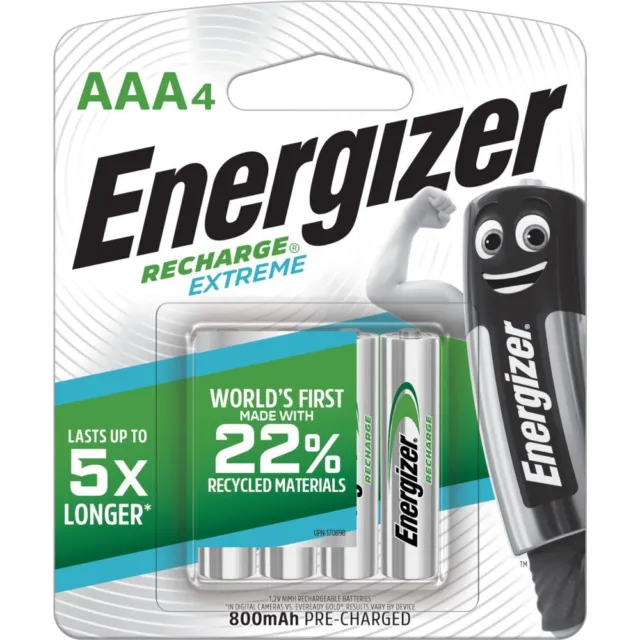 8 pièces (4 blisters a 2 pcs) piles rechargeables AAA Energizer - 800mAh