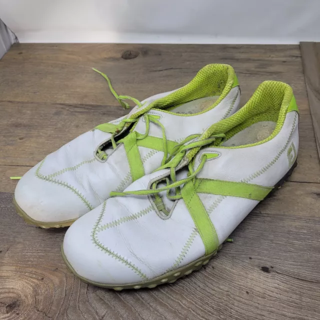 Foot Joy Golf Shoes White & Green Lace Up Cleats UK Size 9.5