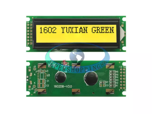 Yellow-Green LCD Character Module Display HD44780 Bezel Backlight 5V 16x2 1602