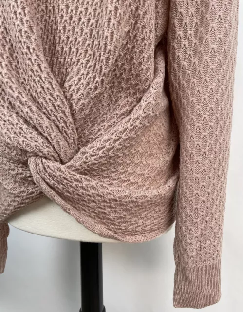 Shein Curve Twist Back V-neck Sweater 3XL 3X 18 Plus Pink Beige Soft Honeycomb 9